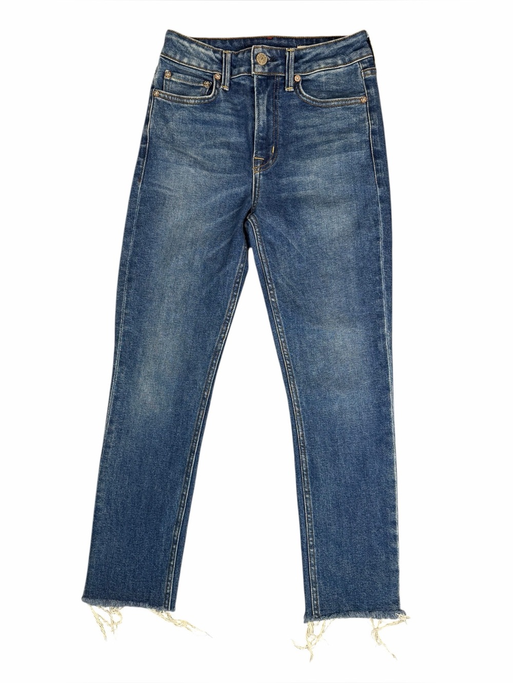 NOEND Denim Slim Straight Raw Hem Jeans | Size 25 | Made in USA